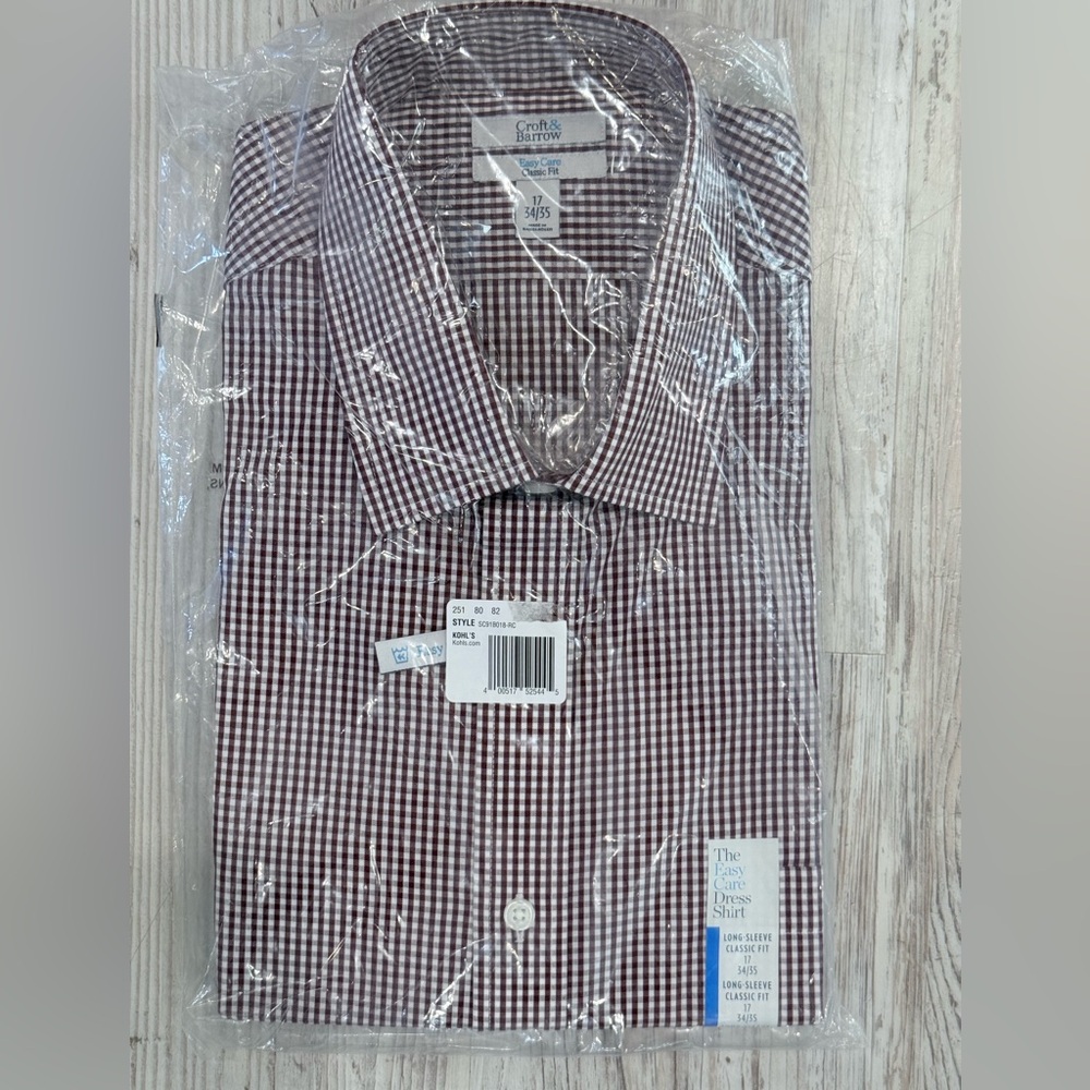 Croft & Barrow Maroon Check Dress Shirt